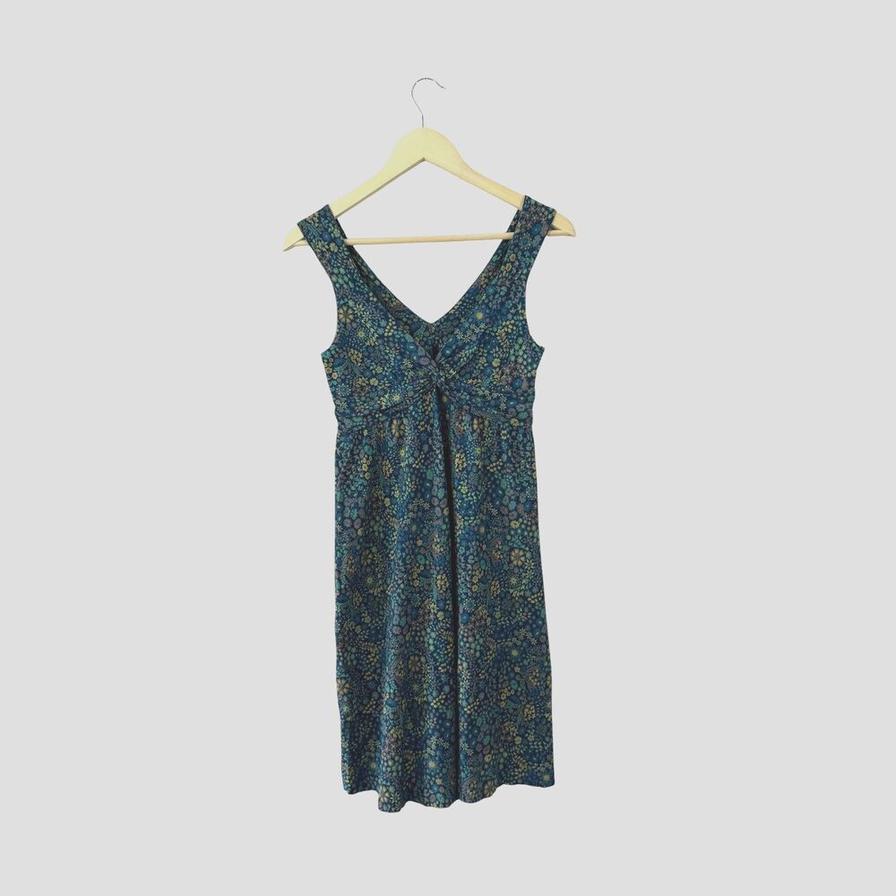 Patagonia Small Kamala Dress Blue Floral Sleeveless Organic Cotton Mini Womens